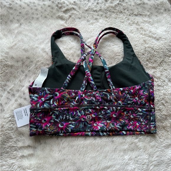 NWT Lululemon Long Line Medium Support Floral Sports Bra Size 4 - Picture 3 of 5